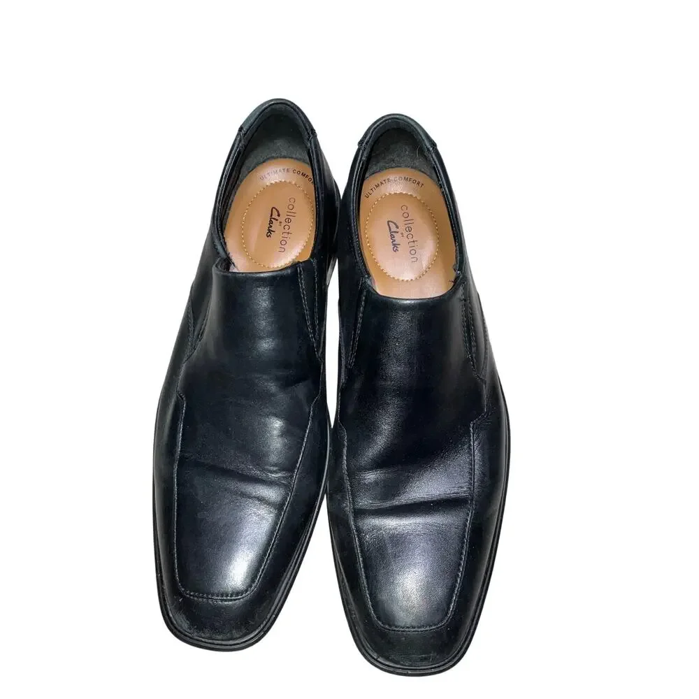 Clarks Collection Tilden Black Leather Slip On Loafer Size 9.5